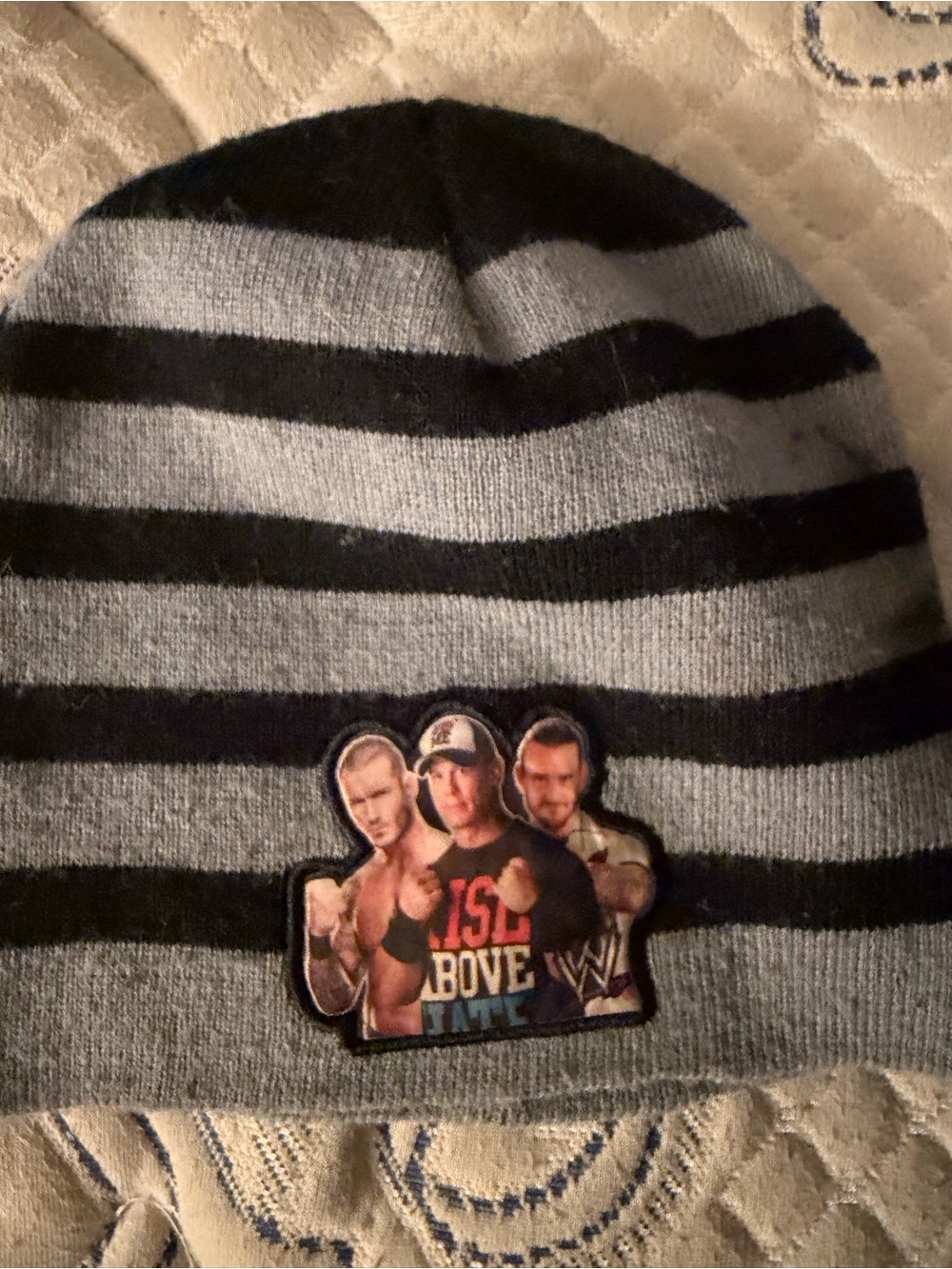 2012 WWE Striped Beanie Y2K Wrestling Hat OSFM